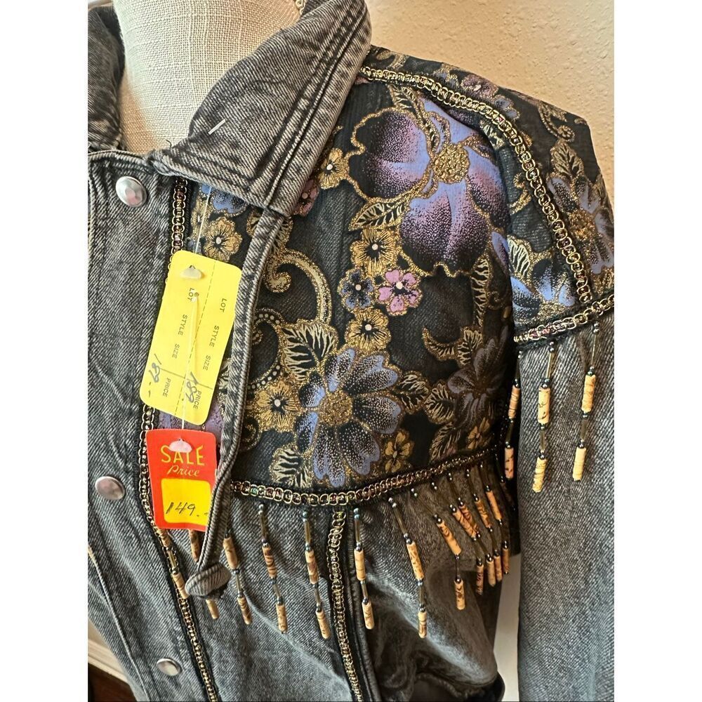 Vintage Embellished Western Denim Jacket Size Large - Picture 6 of 14